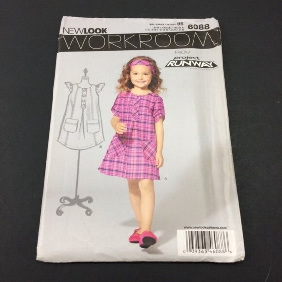 New Look 6088 Girls Childs Pocket Dress Pattern Sz A 3 4 5 6 7 8 Project Runway - Picture 1 of 10